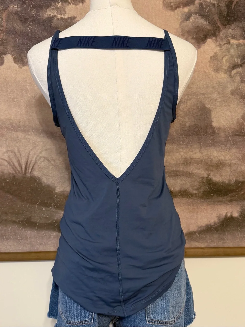 Nike Dark Blue Slim Performance Tank with Open Back